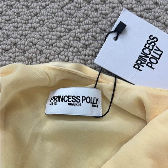 Elegant Butter Yellow Lace Trim Dress - Picture 6 of 6